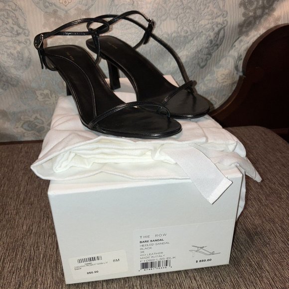 The Row Shoes - THE ROW Sandals BARE SANDAL Black KID LEATHER - Sz 8 M (EU 38) Made in Italy NEW